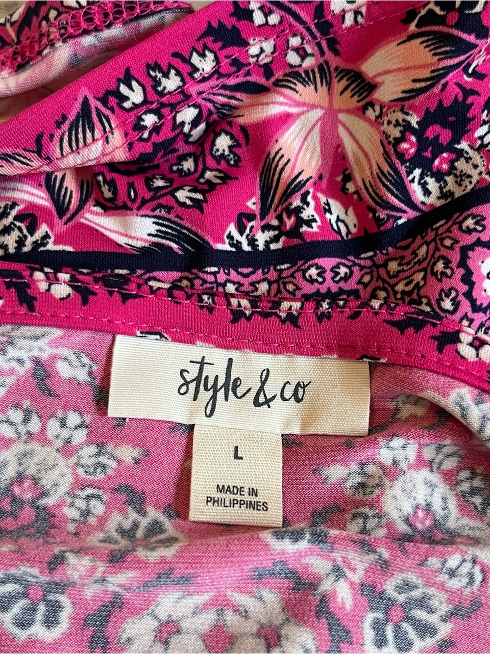 Style & Co. Pink Paisley Short-Sleeve Tunic Top - Picture 3 of 4